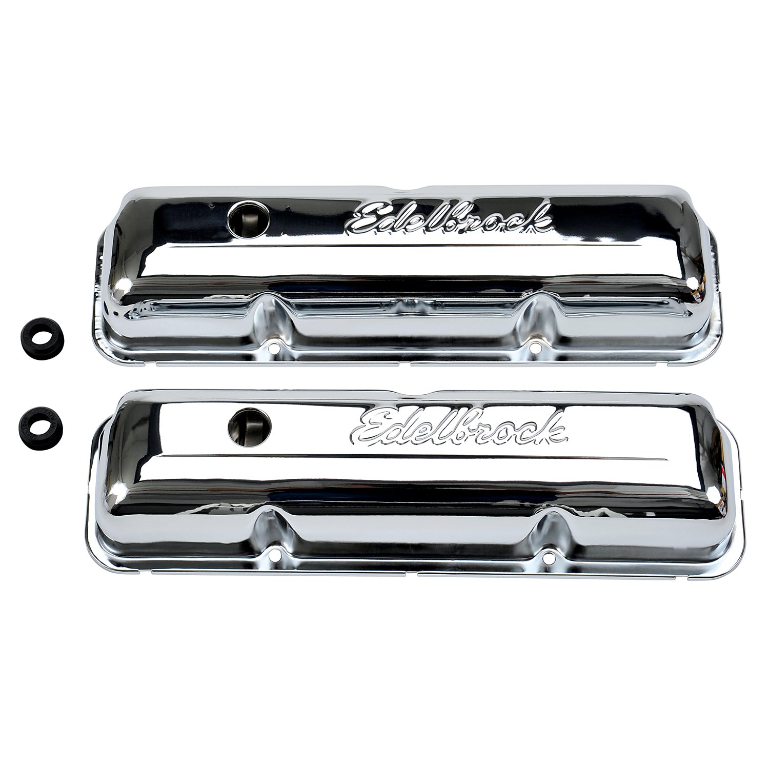 Edelbrock 4462 Signature Series Valve Cover for Ford FE 332-428 with Baffled Design and Chrome Finish