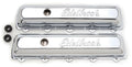 Edelbrock 4485 Signature Series Valve Cover for Oldsmobile V8, Short Baffled with Breather Hole and Grommets, Chrome Steel