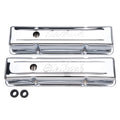 Edelbrock 4649 Signature Series Tall Valve Cover for Small Block Chevy, Chrome Steel with Baffled Design and Breather Hole