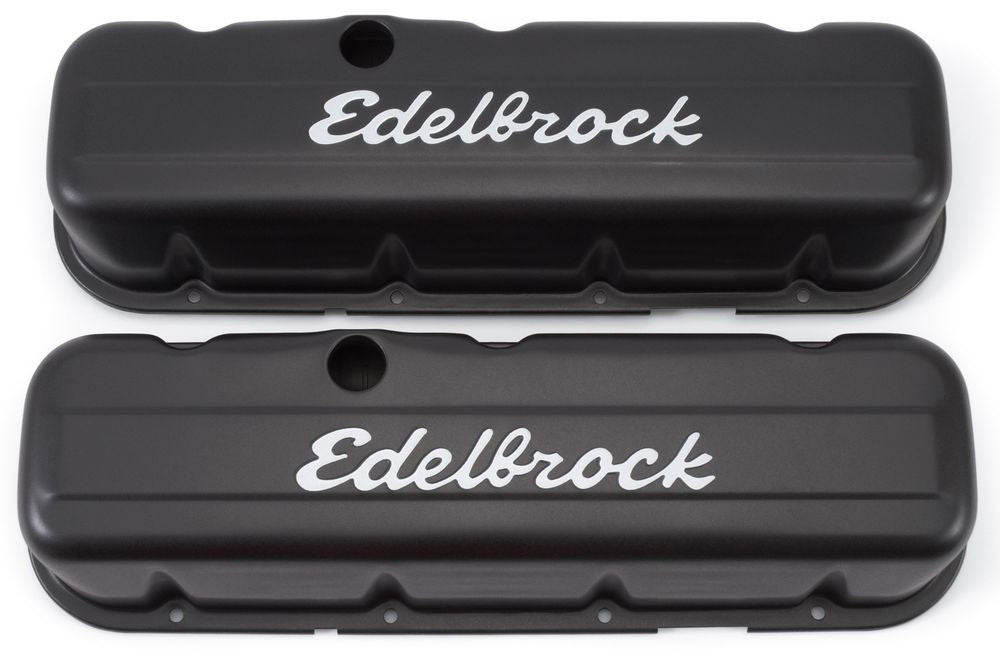 Edelbrock 4683 Signature Series Tall Black Valve Cover for Big Block Chevy