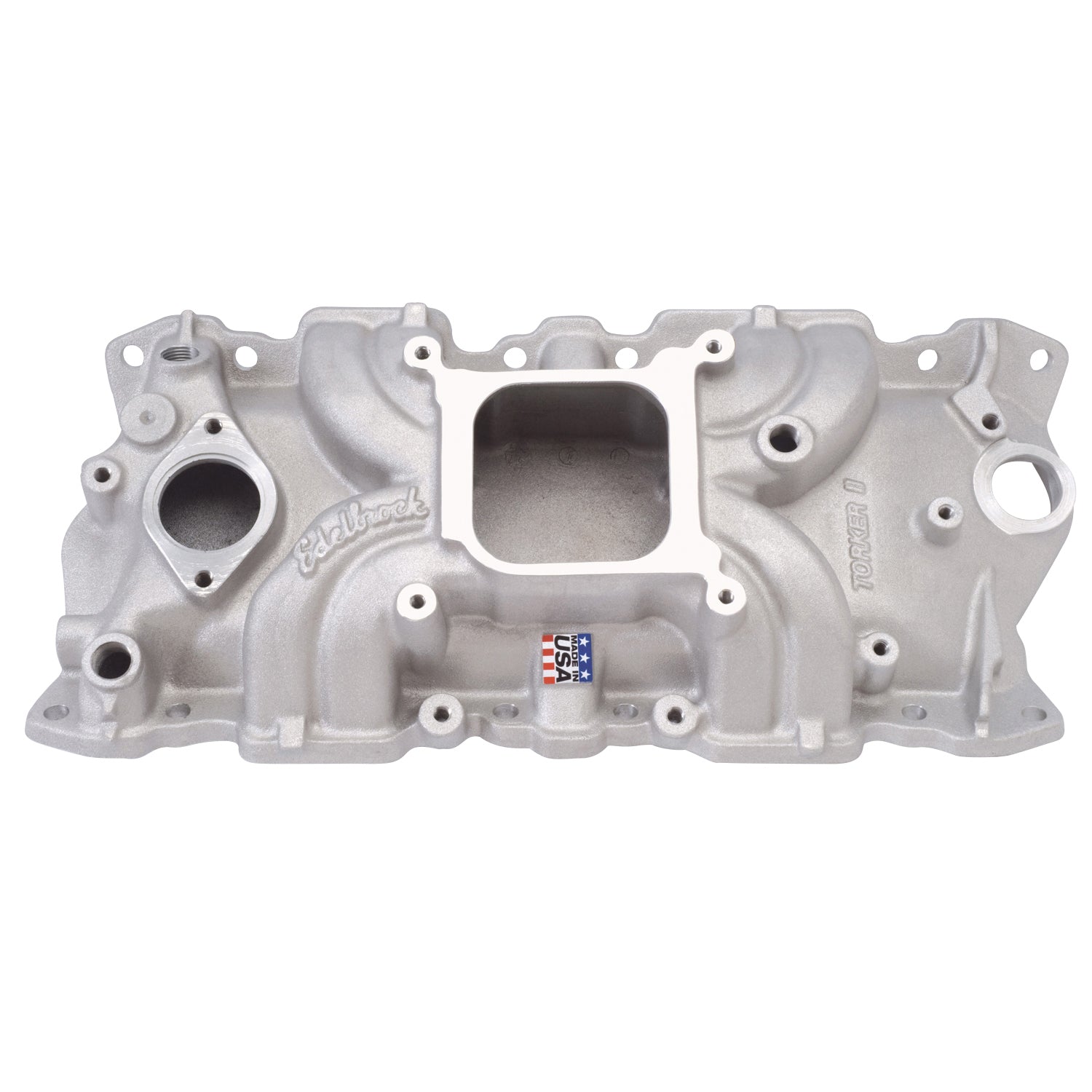 Edelbrock SBC Torker II Intake Manifold 262-400 Square Bore Single Plane Aluminum Natural Finish