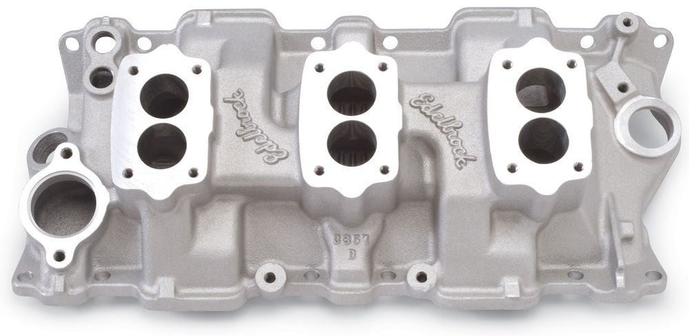 Edelbrock 5419 SBC Three Deuce Intake Manifold with Holley Flange for Small Block Chevy