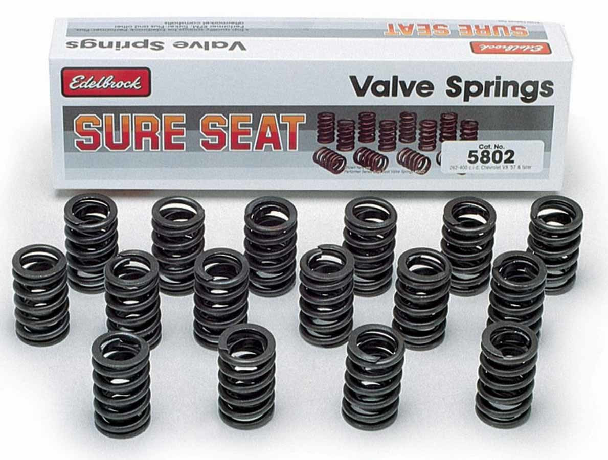 Edelbrock 5802 Sure Seat Valve Springs for Small Block Chevy, 1.222 Inch Outer Diameter, Single Spring, 252 lb/in Spring Rate