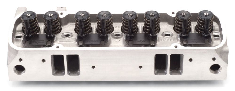 Edelbrock 60599 Pontiac Performer RPM Cylinder Head, Aluminum, 2.110 Inch Intake Valves, 1.660 Inch Exhaust Valves, 215 cc Intake Runner, 72 cc Combustion Chamber, 1.460 Inch Spring Diameter, Angle Plug Design