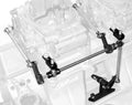 Edelbrock 7071 Throttle Linkage Kit for Dual Quad Side Mount with Zinc Oxide Finish