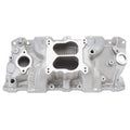 Edelbrock 7104 Performer RPM Q-Jet Intake Manifold for Small Block Chevy, Dual Plane, Aluminum, Natural Finish