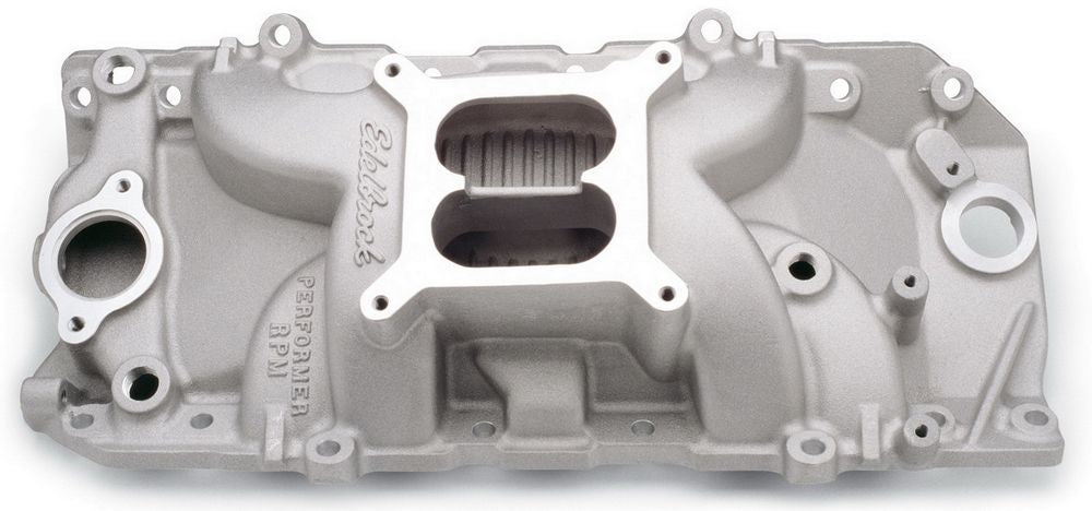 Edelbrock BBC Performer RPM 2-O Intake Manifold for Big Block Chevy, Square Bore, Dual Plane, Oval Port, Aluminum, Natural Finish