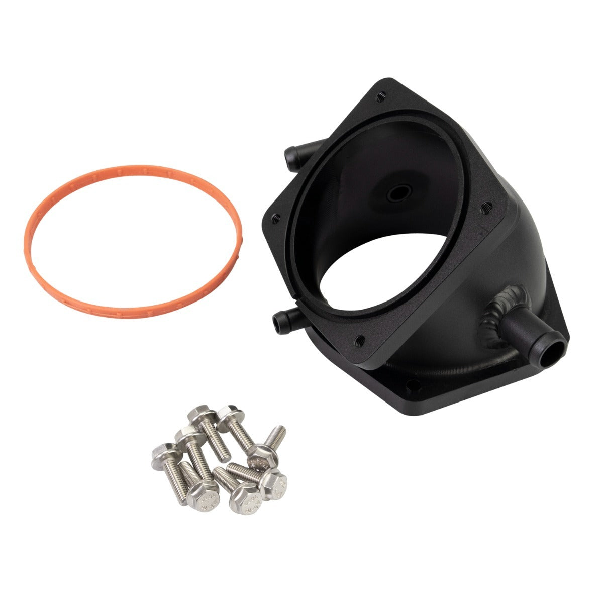 Edelbrock 74832 Throttle Body Adapter for Ford V8 7.3L Godzilla Intake, Aluminum with Black Powder Coat Finish