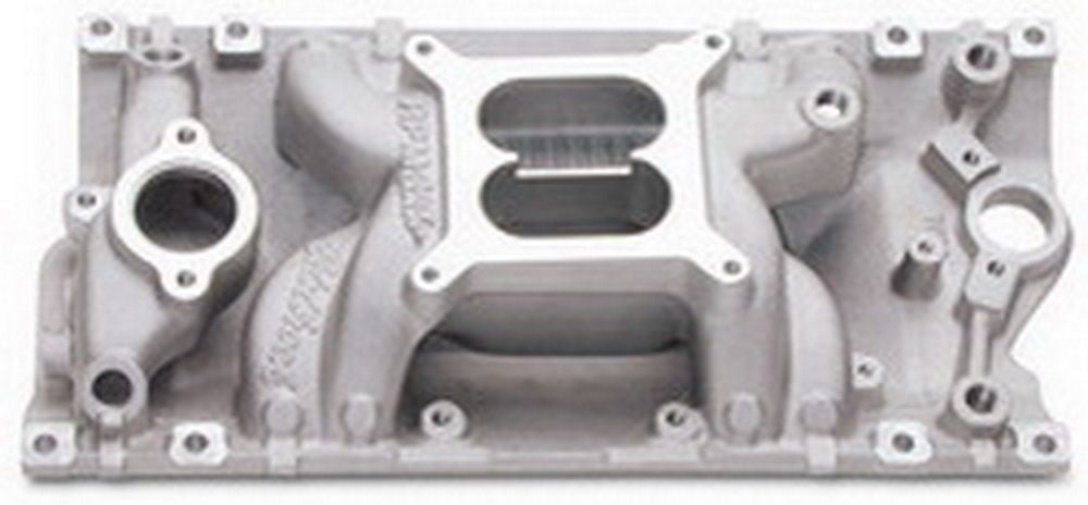 Edelbrock SBC Performer RPM Air Gap Intake Manifold for Small Block Chevy, Square Bore, Dual Plane, Aluminum, Natural Finish