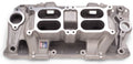 Edelbrock 7525 SBC Dual Quad Air Gap Intake Manifold for Small Block Chevy, Square Bore, Aluminum, Natural Finish