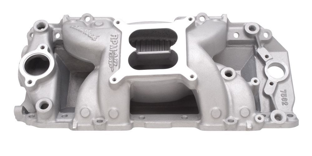 Edelbrock 7562 Performer RPM Air-Gap Intake Manifold for Big Block Chevy, Square Bore, Dual Plane, Rectangle Port, Aluminum, Natural Finish