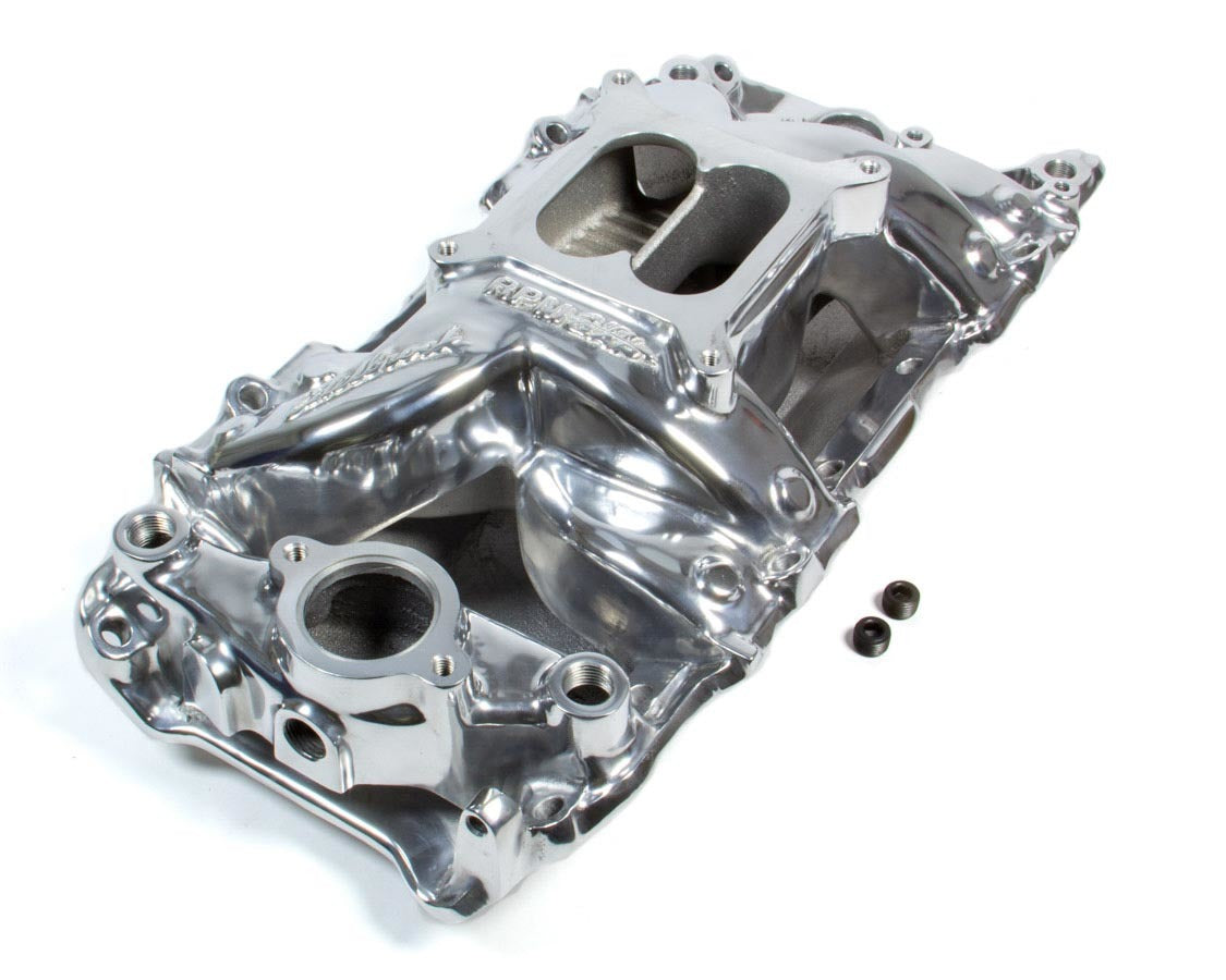 Edelbrock 75621 Performer RPM Air-Gap Intake Manifold for Big Block Chevy, Dual Plane, Square Bored, Aluminum, Polished Finish