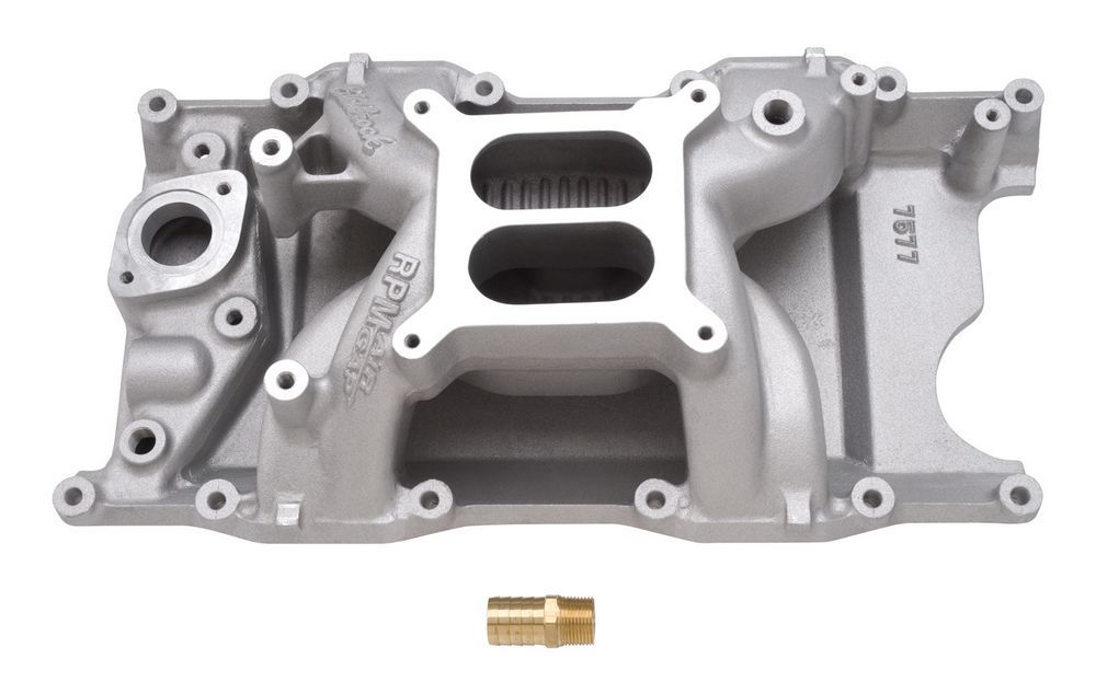 Edelbrock 7577 RPM Air-Gap Magnum Intake Manifold for Small Block Mopar, Square Bore, Dual Plane, Aluminum, Natural Finish