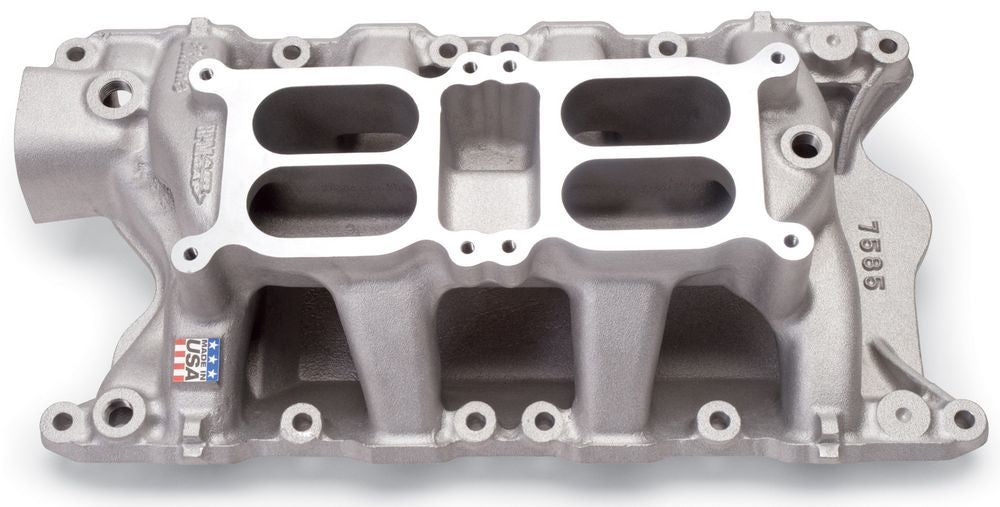 Edelbrock 7585 Performer RPM Air-Gap Dual Quad Intake Manifold for Ford 351W, Aluminum, Square Bore