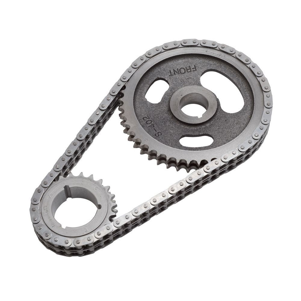 Edelbrock 7803 True Roller Timing Set for Small Block Mopar V6, Double Roller Chain, Keyway Adjustable, Cast Iron and Billet Steel Construction