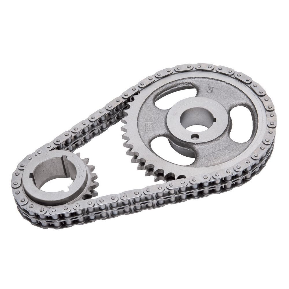 Edelbrock 7812 True Roller Timing Set for Pontiac V8 Engines with Double Roller Chain and Keyway Adjustment