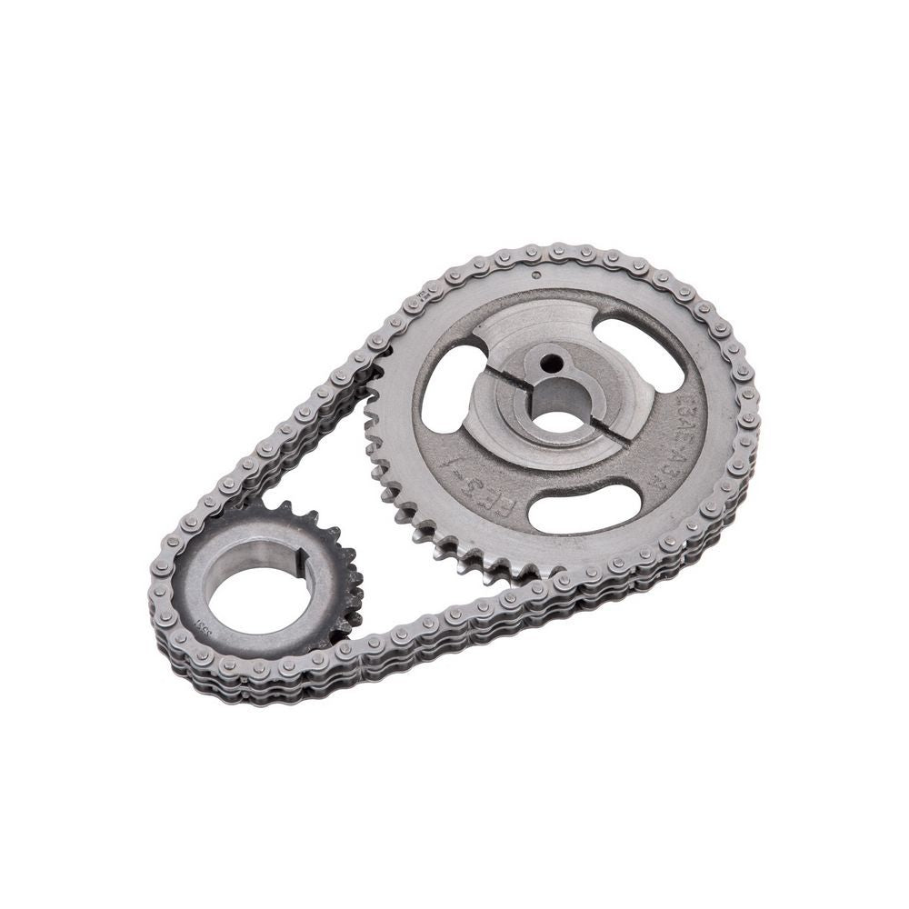 Edelbrock 7814 True Roller Timing Set for Small Block Ford, Double Roller Chain, Keyway Adjustable, Cast Iron and Billet Steel Components