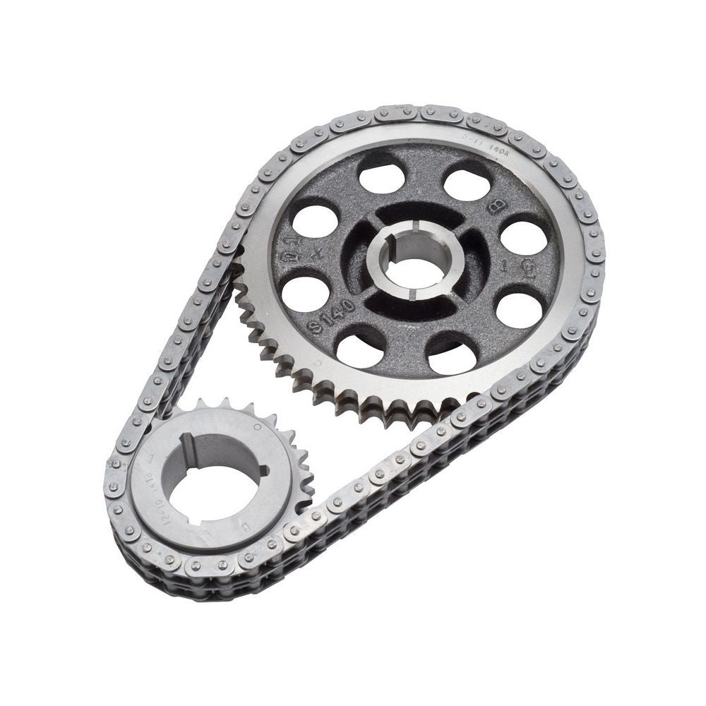 Edelbrock 7818 True Roller Timing Set for AMC V8 Engines, Double Roller Chain with Keyway Adjustment