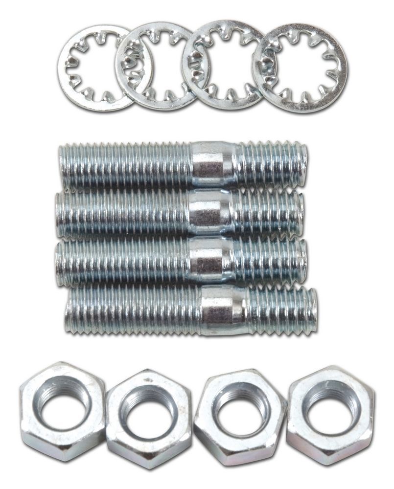 Edelbrock 8008 Carburetor Stud Kit with Zinc Oxide Finish, 1.375 Inches Long, Includes Four Steel Hex Nuts, 5/16-18 and 5/16-24 Threads