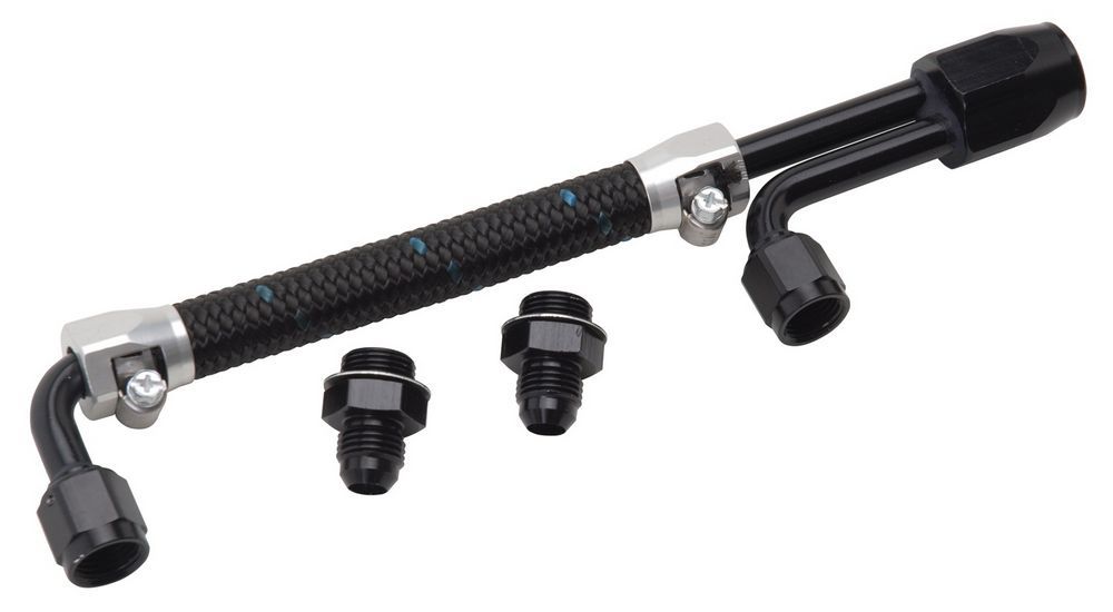 Edelbrock 80913 Dual Quad Fuel Line Kit with Braided Nylon and Black Anodized Finish