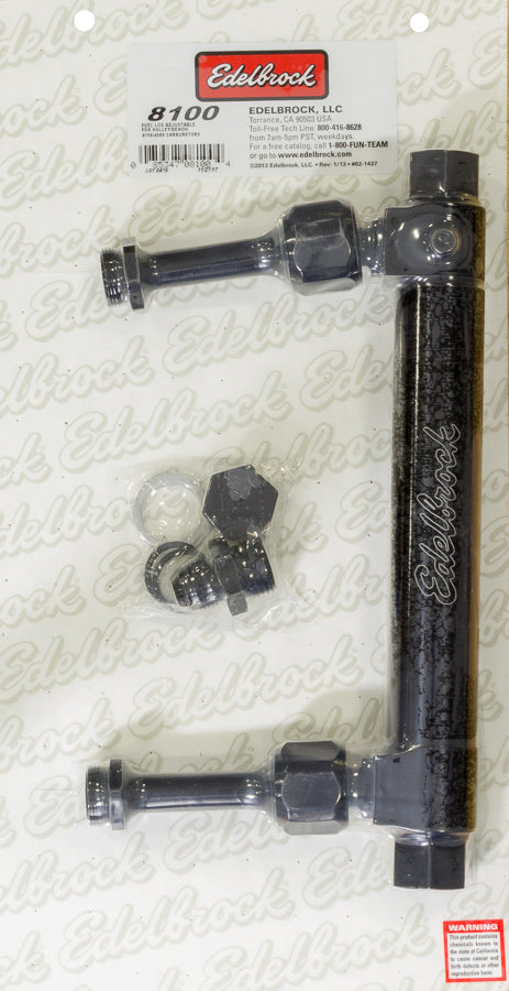 Edelbrock 8100 Dual Feed Fuel Log for 4150/4500 Series Carburetors with Adjustable Length and 8 AN Female Inlets