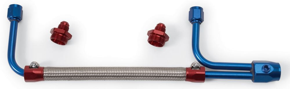 Edelbrock 8101 Dual Feed Fuel Line Kit for Carburetors with 3/8 Inch NPT Female Inlet and Braided Stainless Steel Hoses