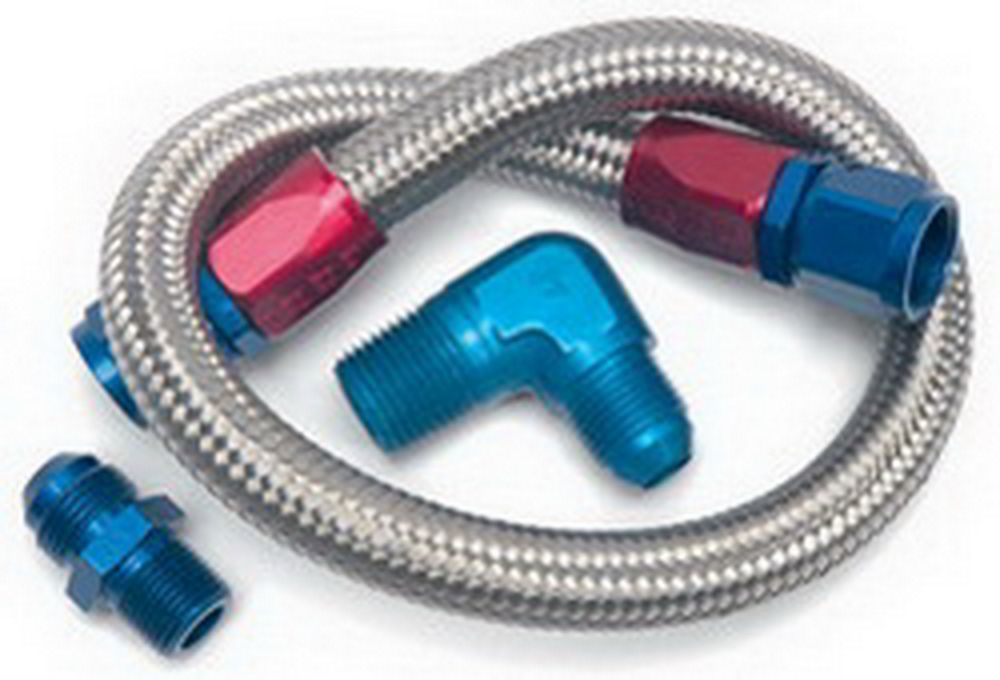 Edelbrock 8122 Fuel Supply Hose, 22 Inch Length, 8 AN Braided Stainless Steel