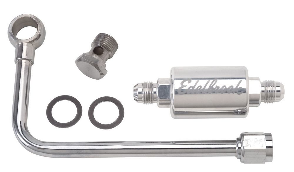 Edelbrock 8131 Polished Fuel Line and Filter Kit for Carburetors