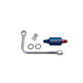 Edelbrock EDE8134 Fuel Line and Filter Kit for Carburetors with 6 AN Female Inlet and 5/8-20 Outlet, Blue Anodized Stainless Steel and Chrome Finish