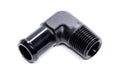 Edelbrock 8165 Hose End Adapter Fitting 90-Degree 1/2 Inch NPT to 3/4 Inch Hose Barb Aluminum Black Anodized