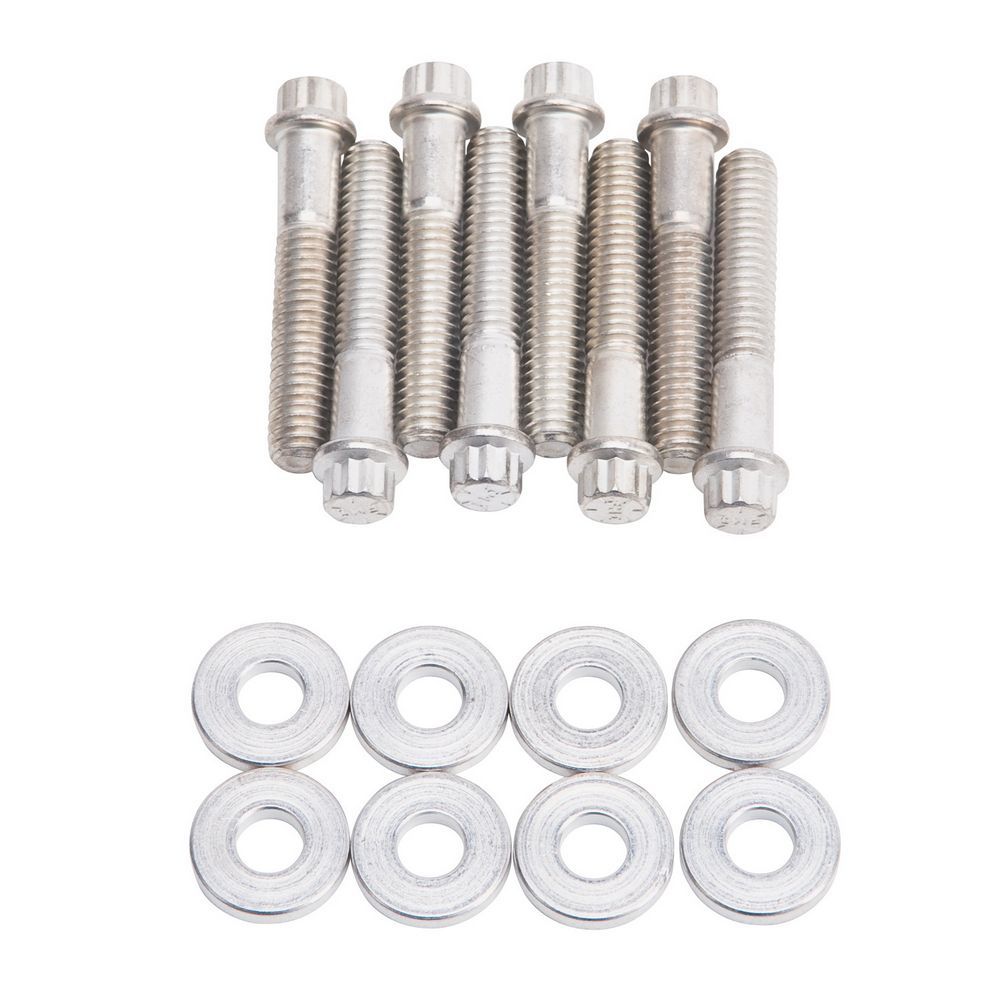 Edelbrock 8516 Intake Manifold Bolt Kit with 12-Point Steel Cadmium Finish for Small Block Chevy
