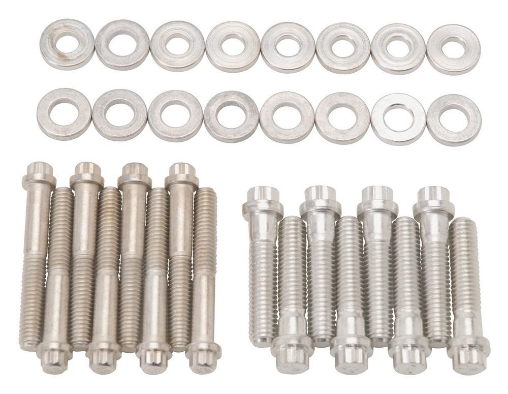 Edelbrock 8529 Intake Manifold Bolt Kit for Small Block Ford Engines, 12-Point Steel, Cadmium Finish