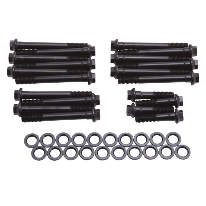 Edelbrock E-Series Head Bolt Kit for Pontiac V8 Engines, Chromoly Hex Head, Black Oxide Finish