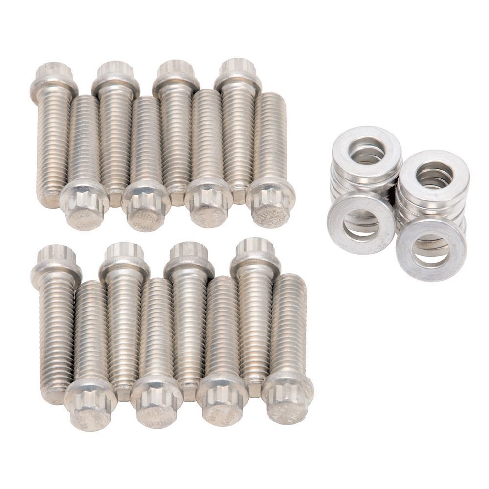 Edelbrock 8564 Intake Manifold Bolt Kit for Big Block Chevy with 12-Point Steel, Cadmium Finish