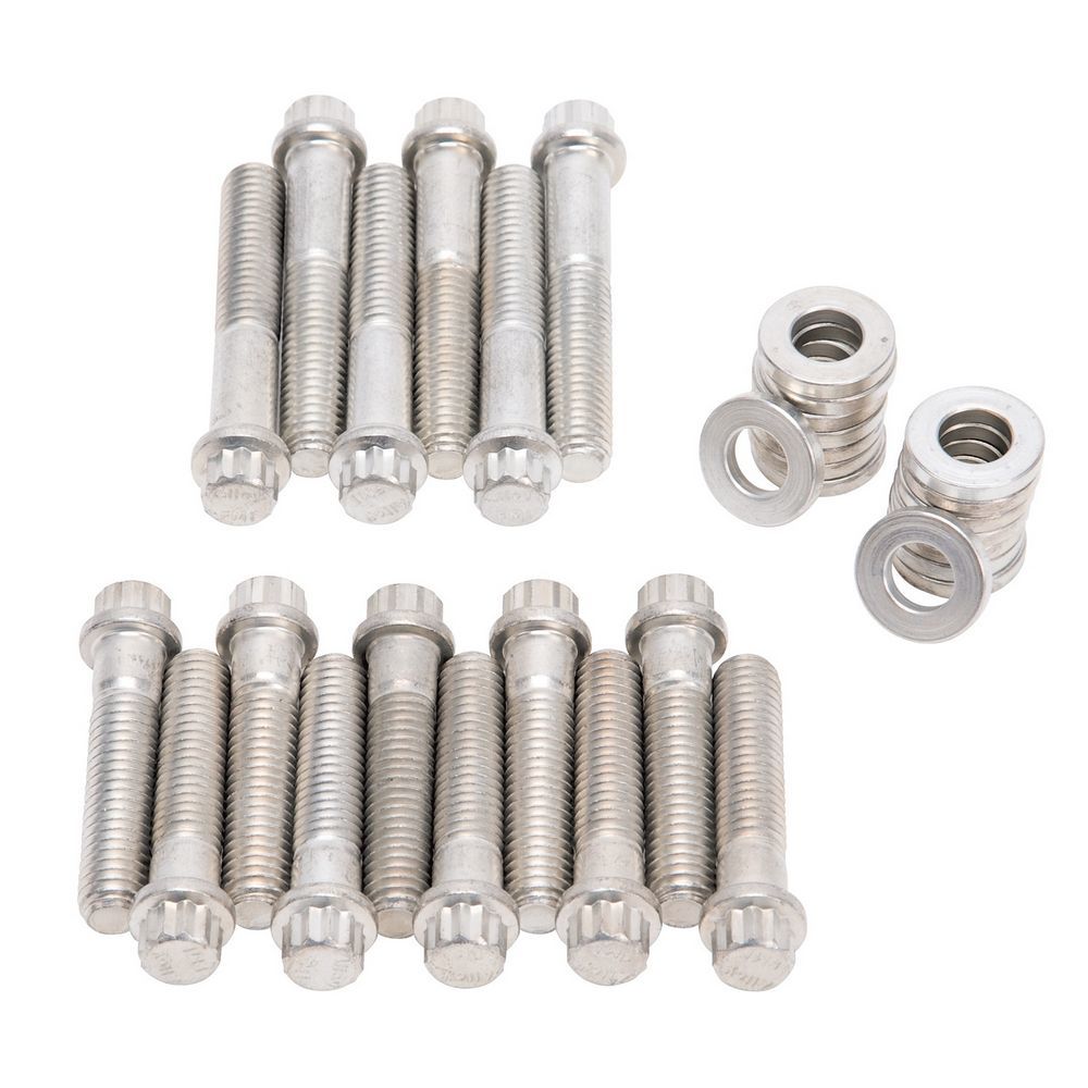 Edelbrock 8569 Intake Manifold Bolt Kit for Big Block Ford Engines, 12 Point Steel Cadmium Finish