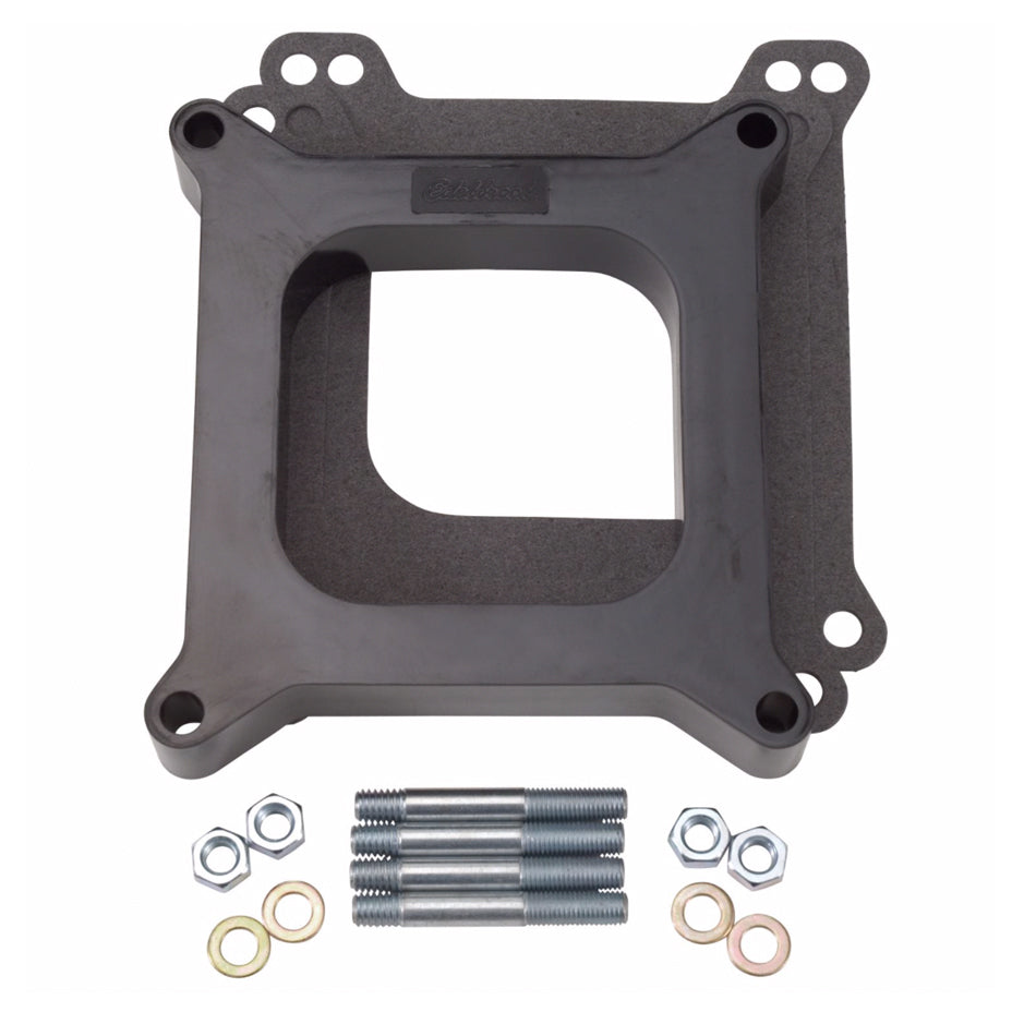 Edelbrock 8710 Carburetor Spacer 1 Inch Open Square Bore Black Plastic