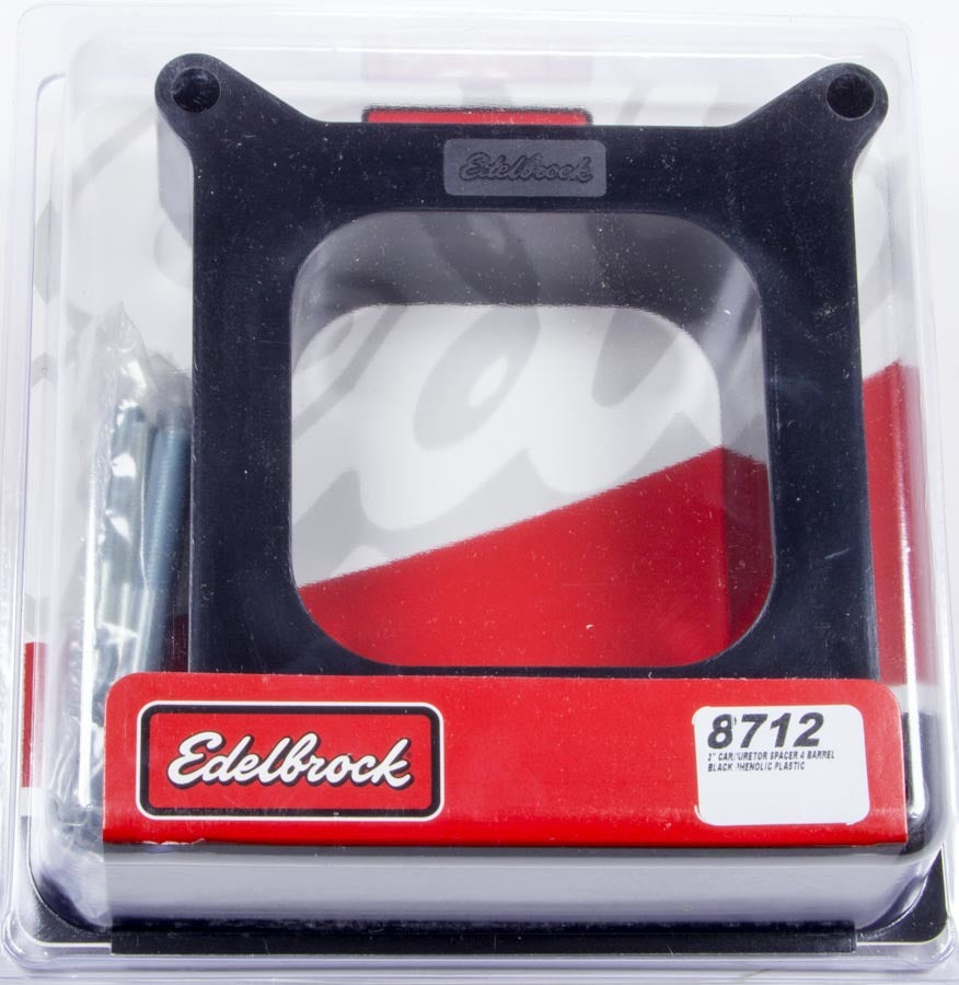 Edelbrock 8712 Carburetor Spacer, 2 Inch Open Square Bore, Plastic Black
