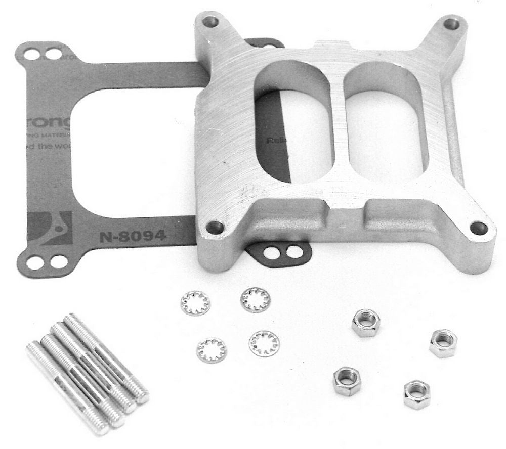 Edelbrock 8714 Carburetor Spacer 1 Inch Divided Wall Square Bore Aluminum Natural