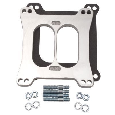Edelbrock 8715 Carburetor Spacer, 0.5 Inch Thick, Divided Wall, Square Bore, Aluminum, Natural Finish