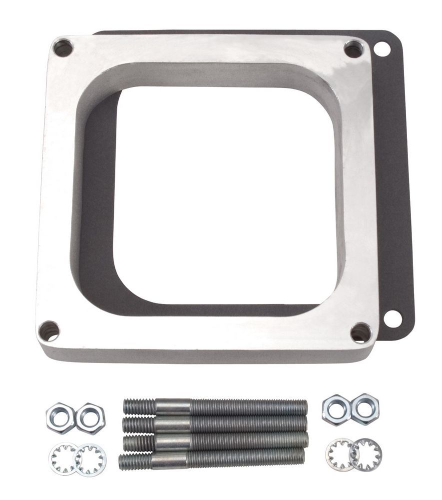 Edelbrock 8717 Carburetor Spacer, 1 Inch Open Dominator Flange, Aluminum, Natural Finish