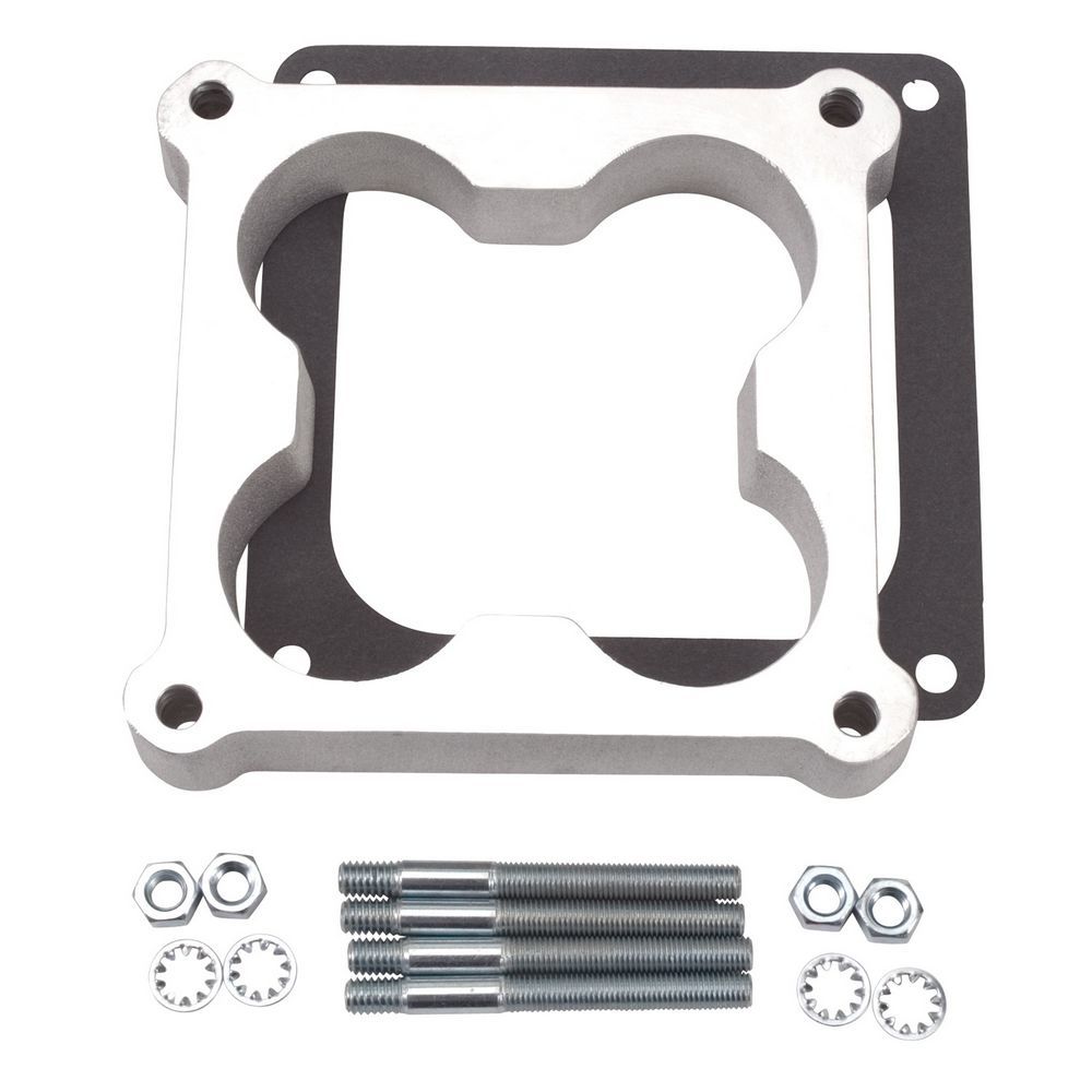 Edelbrock 8718 Carburetor Spacer, 1 Inch Cloverleaf, Dominator Flange, Aluminum, Natural Finish