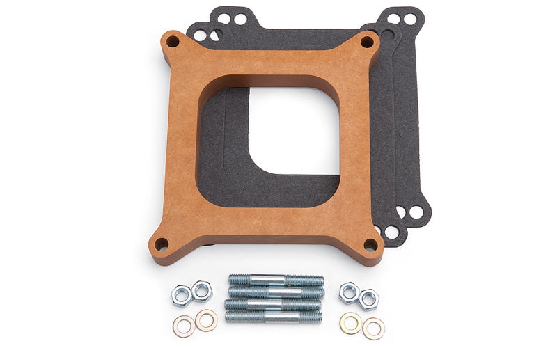 Edelbrock 8719 3/4 Inch Carburetor Spacer, Open Square Bore, Wood Material