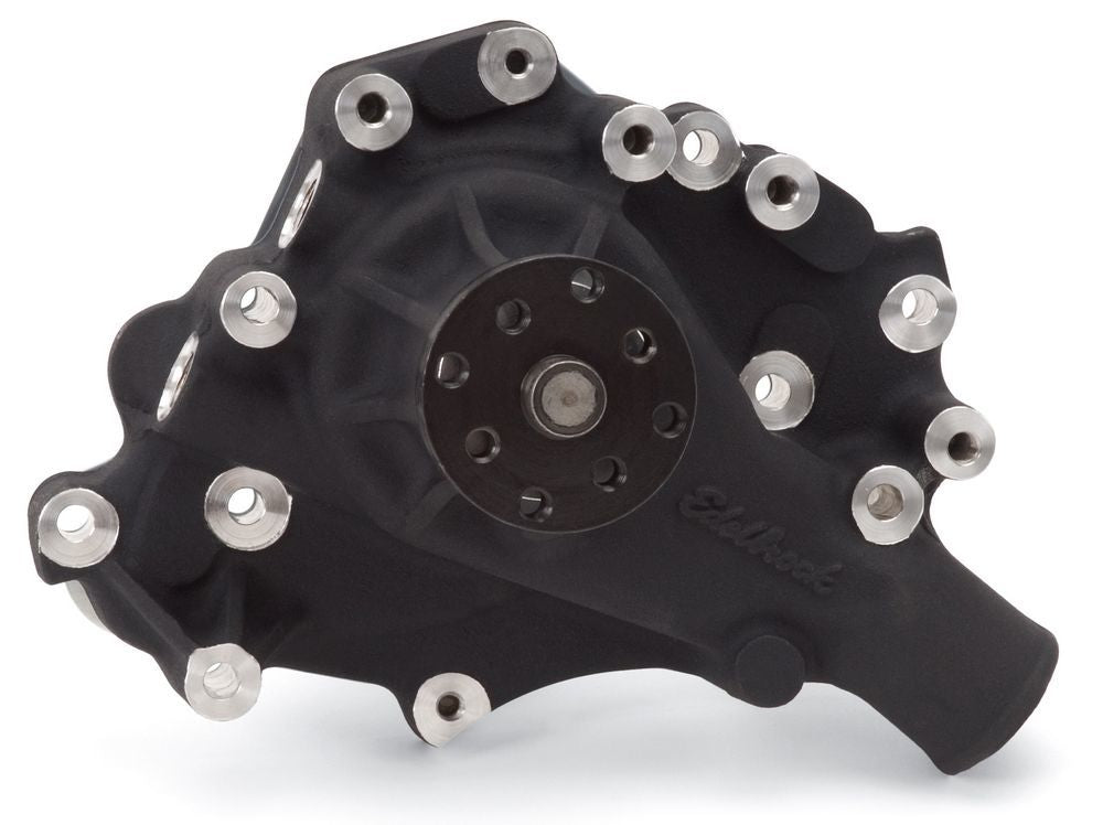 Edelbrock 8833 Water Pump for Small Block Ford, Mechanical, 3/4 Inch Pilot, Short Aluminum Design, Black Powder Coat
