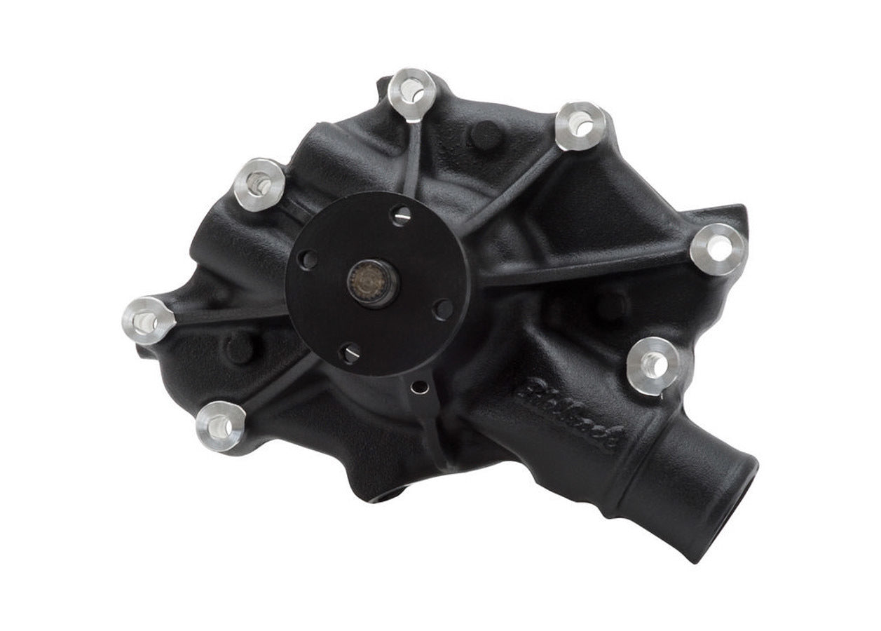 Edelbrock 88403 Victor Series Mechanical Water Pump for Small Block Ford, Reverse Rotation, 5/8 Inch Pilot, Aluminum Black Powder Coat