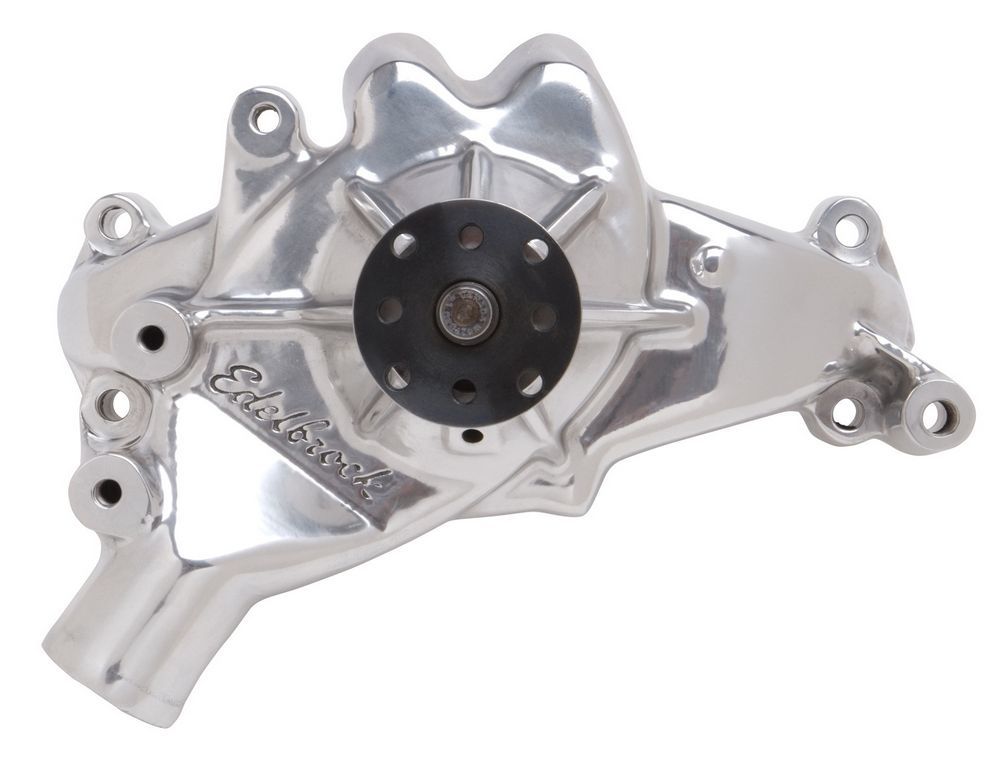 Edelbrock 8861 BBC Water Pump - Long Mechanical Pump with 5/8 Inch Pilot, Polished Aluminum for Big Block Chevy