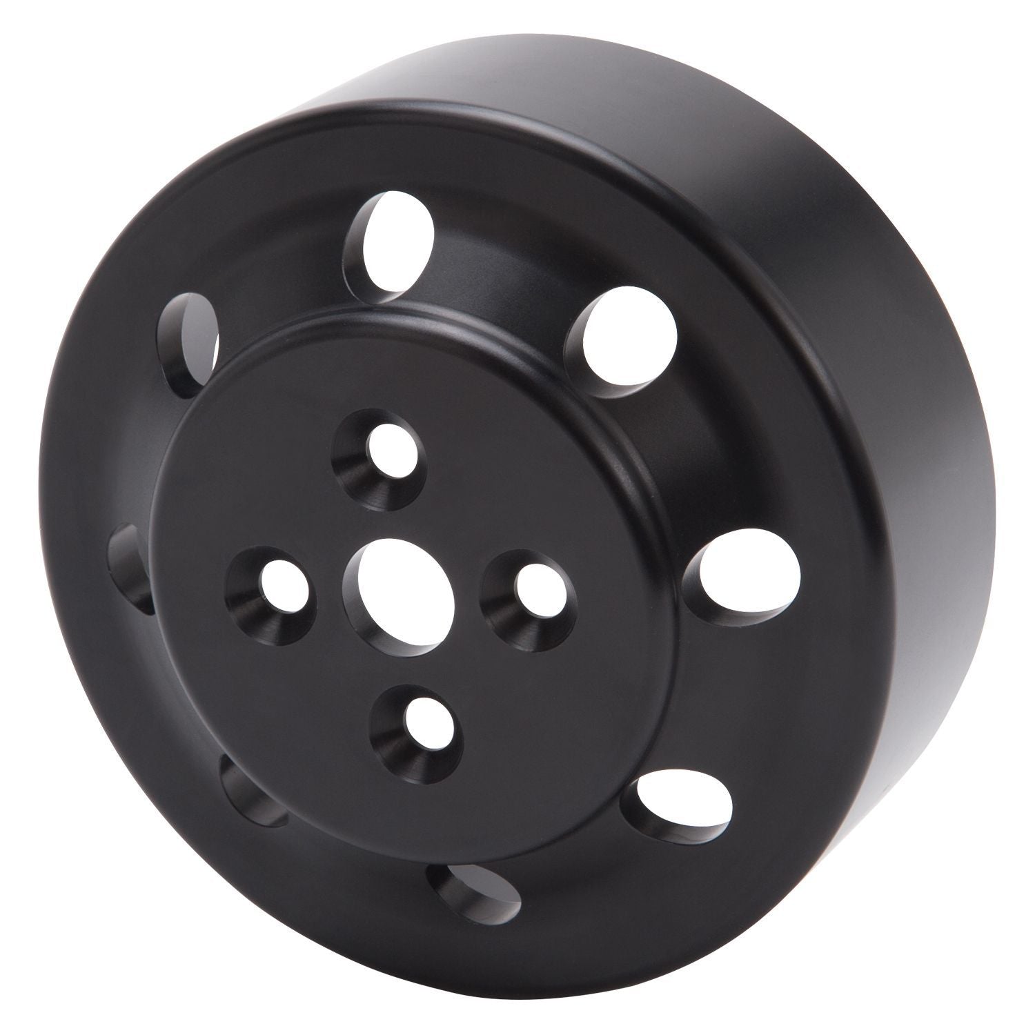 Edelbrock Water Pump Pulley for GM LS Series Serpentine Belt Drive, 5.84 Inch Diameter, Aluminum, Black Anodized