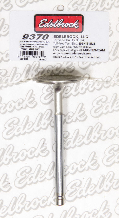 Edelbrock 9370 Intake Valve for Small Block Ford with 2.050 Inch Head Diameter and 11/32 Inch Valve Stem