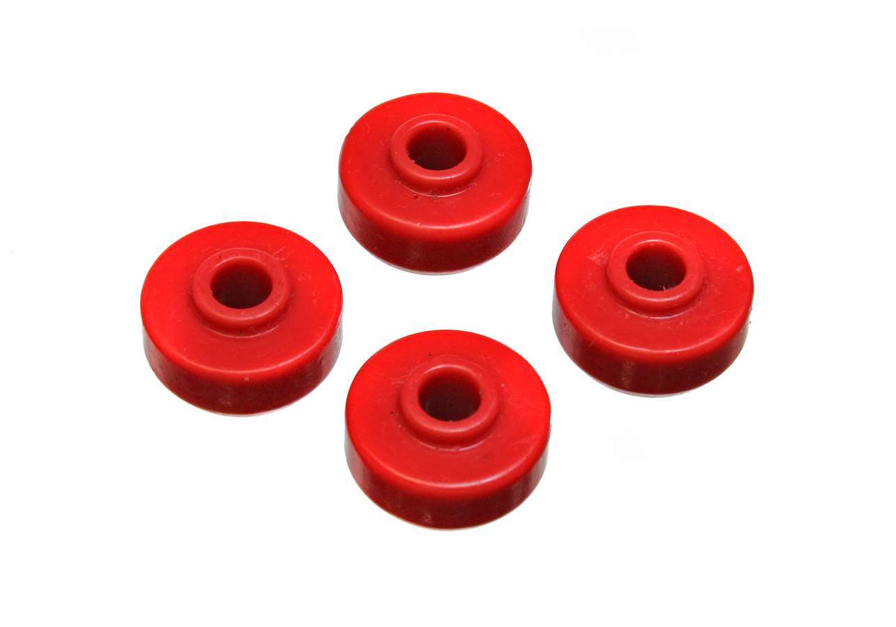 Energy Suspension 9.8126R Shock End Bushing with Bayonet Fit, 3/8 Inch Inner Diameter, 1-1/4 Inch Outer Diameter, 5/8 Inch Nipple, Polyurethane Red, Set of 4