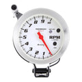 EQUUS E8080 5-Inch Diameter Tachometer with 10,000 RPM, Analog Electric Gauge, White Face, Pedestal Mount with Shift Light