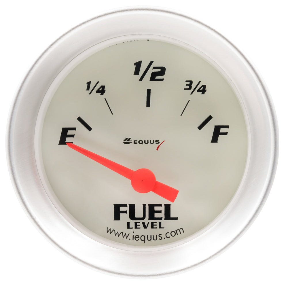 EQUUS E8361 2.0 Inch Fuel Level Gauge, 73-10 Ohm, Short Sweep, White Face, 8000 Performance Series